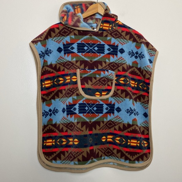Lindo Fleece Aztec Print Vest Pullover Hooded Western Boho Design Size 11 - Picture 2 of 12